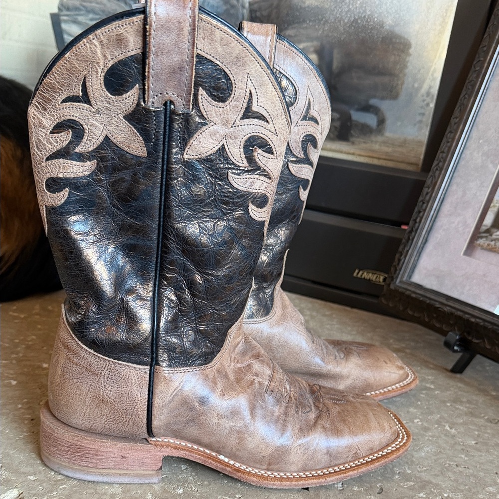 Justin Boots Bent Rail Metallic Copper Western Square Toe Heeled Boots Women 8.5